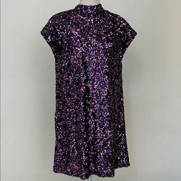 zara purple glitter dress Zara Purple Sequin Dress